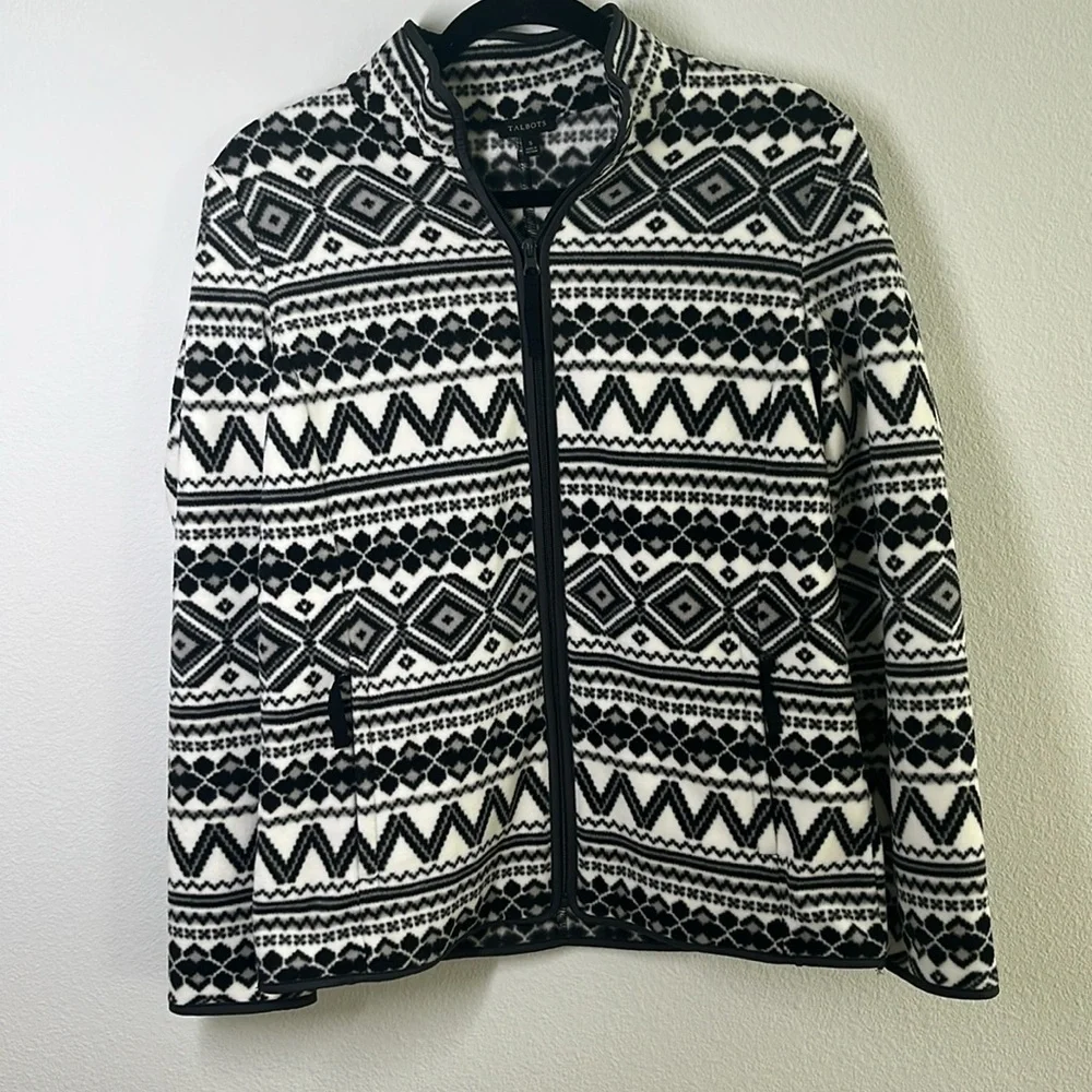 Talbots Geo Fair Isle Polar Fleece Jacket | Size Small | Excellent Condition
